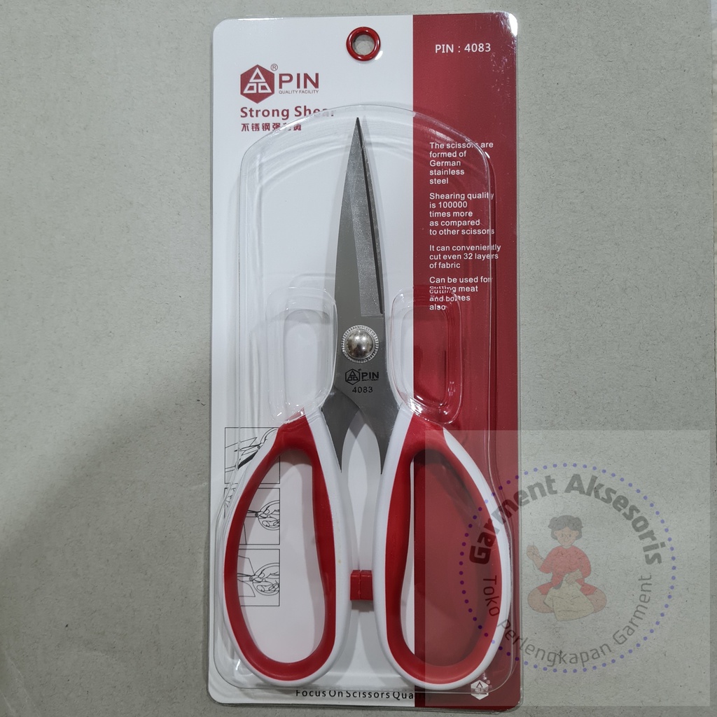 Gunting Bahan Merk PIN ASLI / Gunting Potong Kain Merk PIN ASLI / Tailor Scissors PIN 8" 4083 / Gunt