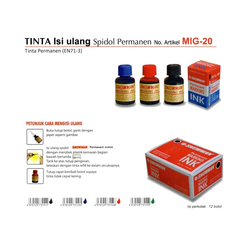 

TINTA ISI ULANG spidol permanent 20cc - MIG 20