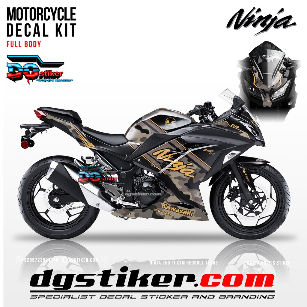 Decal Sticker Ninja 250 FI Hitam Camo DG Stiker