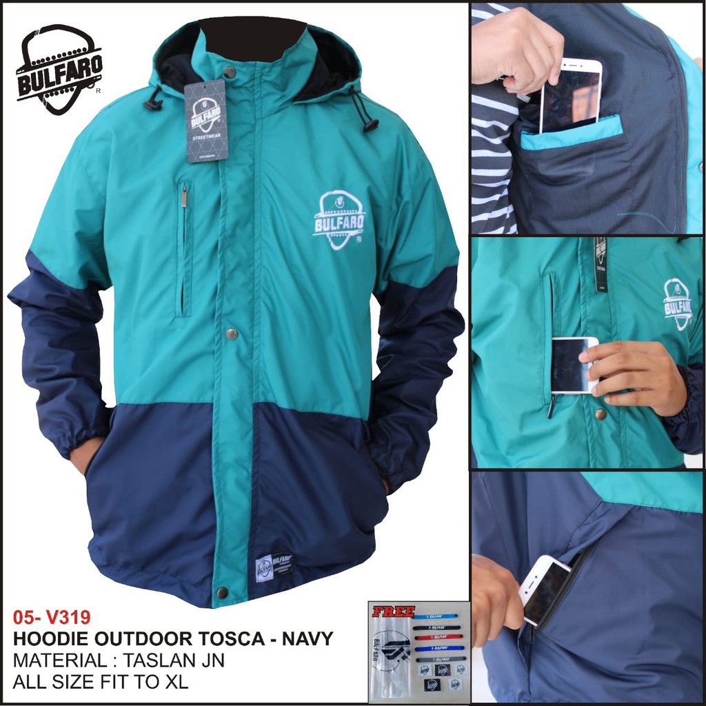 Jaket Hoodie Outdoor Waterproof Pria &amp; Wanita/Jaket Gunung Kombinasi Original Bulfaro/Jaket Motor