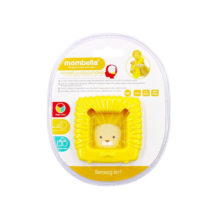 Mombella Educational Geometry Sensory Teether Toy Set-LionYellow