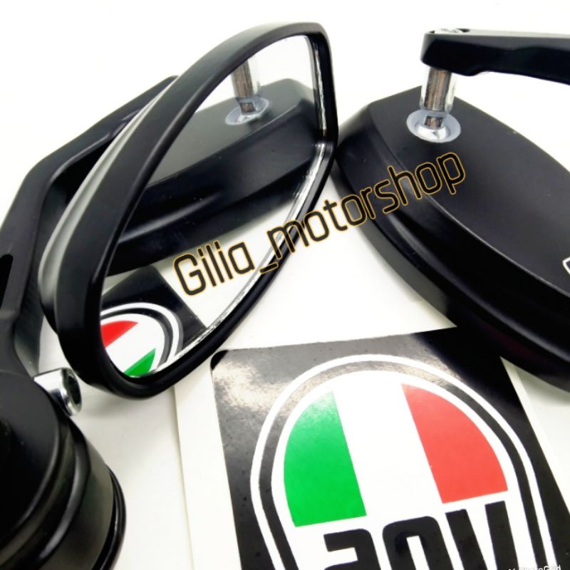 Spion AGV Jalu Oval SH -5001 Mirror putih-biru Universal Motor Nmax Lexi Aerox Scoopy Vario dll