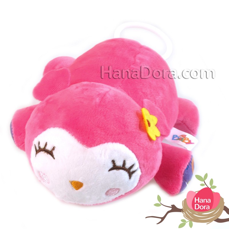Boneka Tarik Musik - Musical String Plush Toy - Sleepy Pink Owl