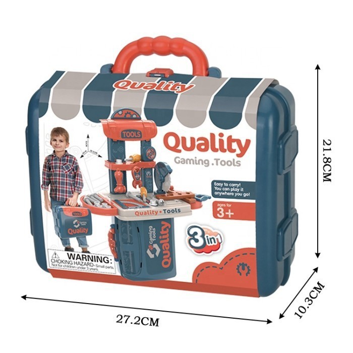 Mainan Edukasi Anak Alat Tukang Tukangan 3IN1Workbench Quality Tool Play Set No.916 Laki-laki - Mainan Anak Edukatif play