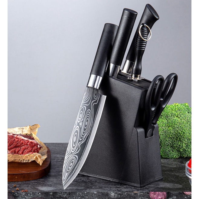 PISAU SET pisau set dapur stainless steel japanes koki tekhnologi laser damaskus (D4N9) Pisau tajam 