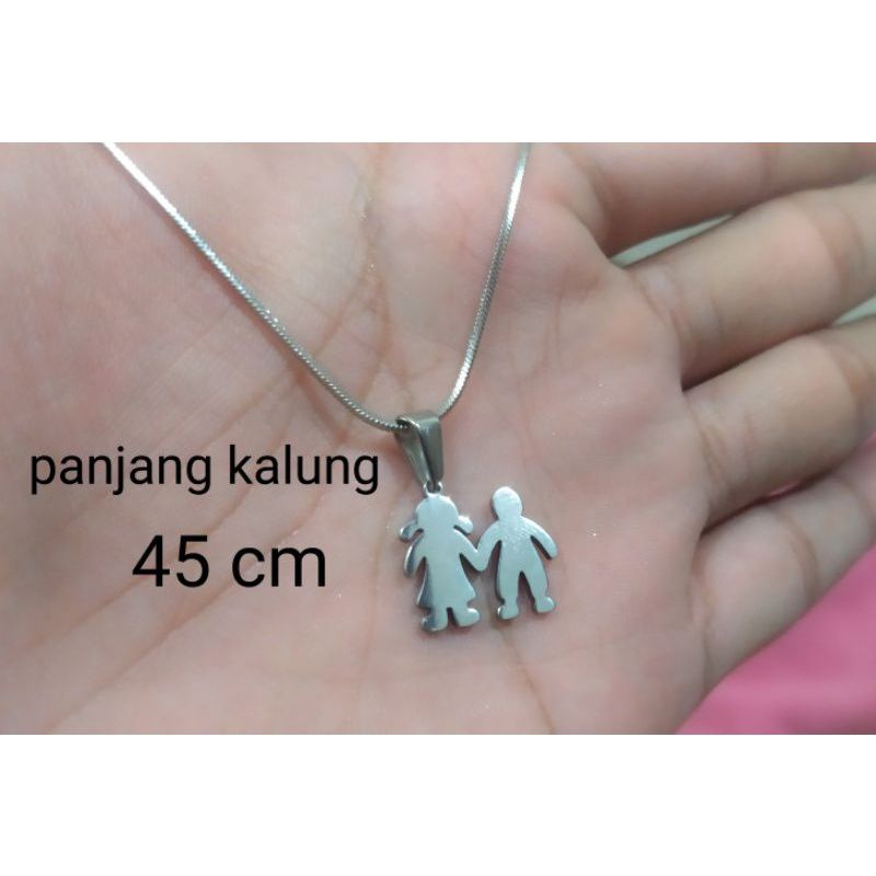 Kalung Titanium Manusia Human Karakter Liontin Silver Anti Karat Tidak Luntur Tahan Air