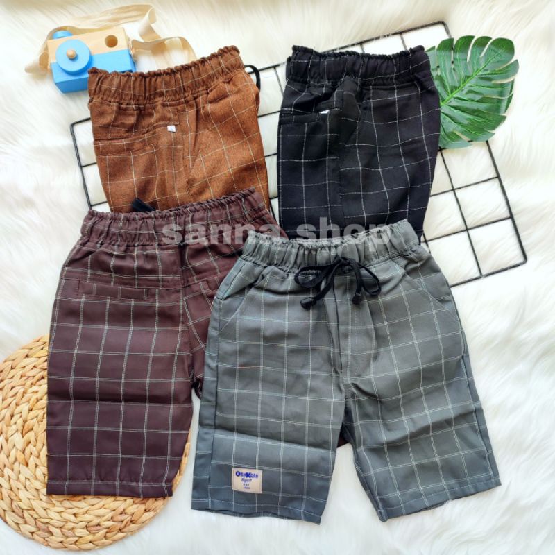 Celana tartan kotak-kotak pendek anak laki-laki / Celpen harian motif anak cowok terlaris