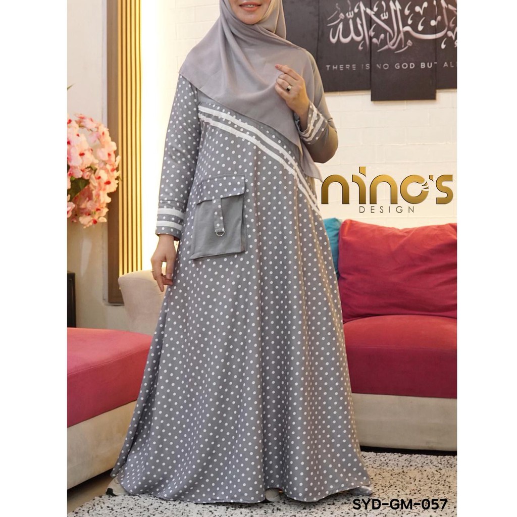 SYD057 POLKADITA by Ninos Dress Gamis Basic Kasual Motif Polkadot Manis Kordurai Original Brand MURA