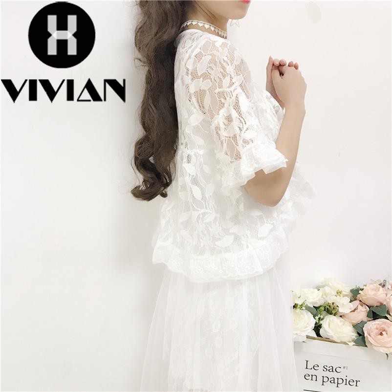 ?VIVIAN? Set Dress Lace Wanita Tanpa Lengan + Outer V-Neck Lengan Flare Pendek Gaya Korea Cantik