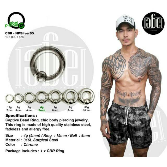 NPSilver05 - TITANIUM PIERCING - NIPPLE PIERCING  - ACRYLIC PIERCING - TINDIK PUTING - BODY PIERCING