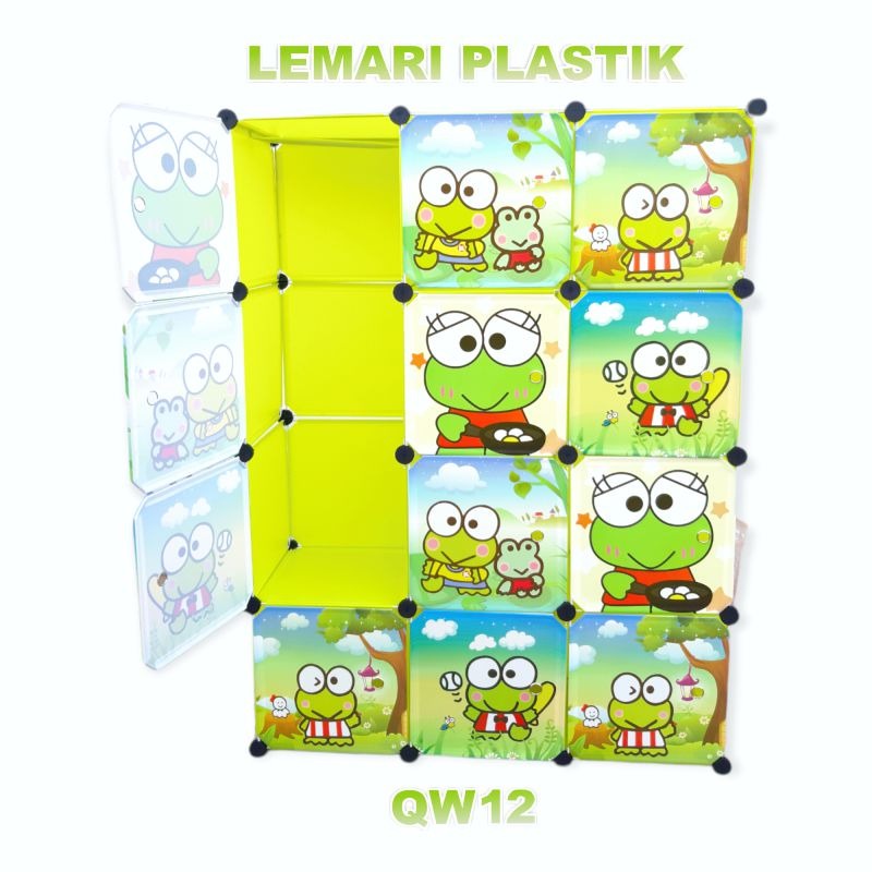 Lemari Plastik Portable 12 Pintu Lemari Karakter Lemari Pakaian Multifungsi Portable Bongkar Pasang Worldhome66