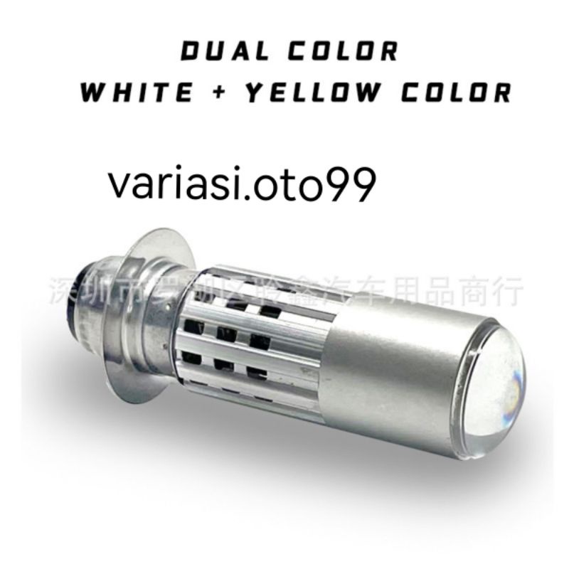 Lampu Motor LED H6 P15D Laser 2 Warna Cahaya Kuning&amp; Putih/ Putih&amp;Kuning