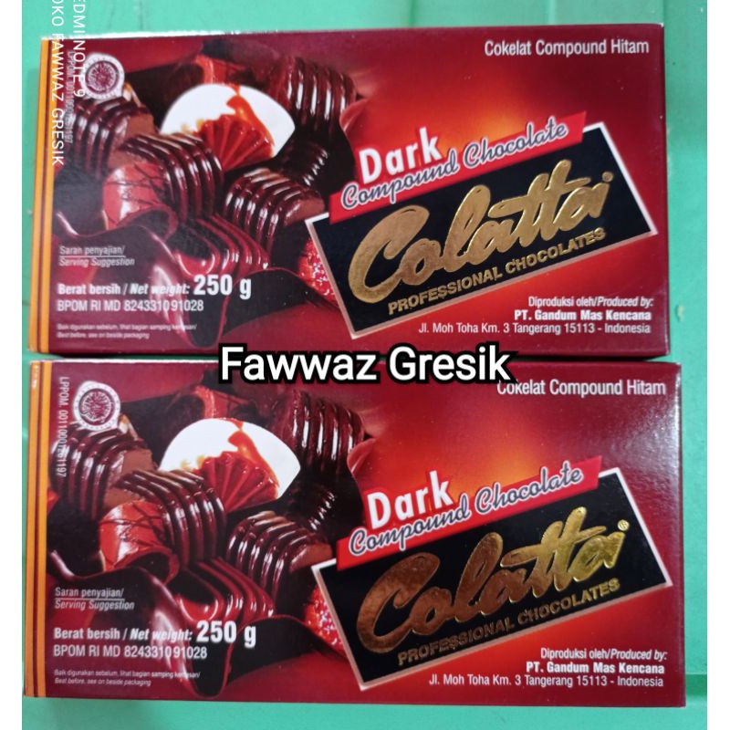 Colatta Dark Compound Chocolatte 250gr / Coklat Blok Bakery Pastry Dark 250 gr