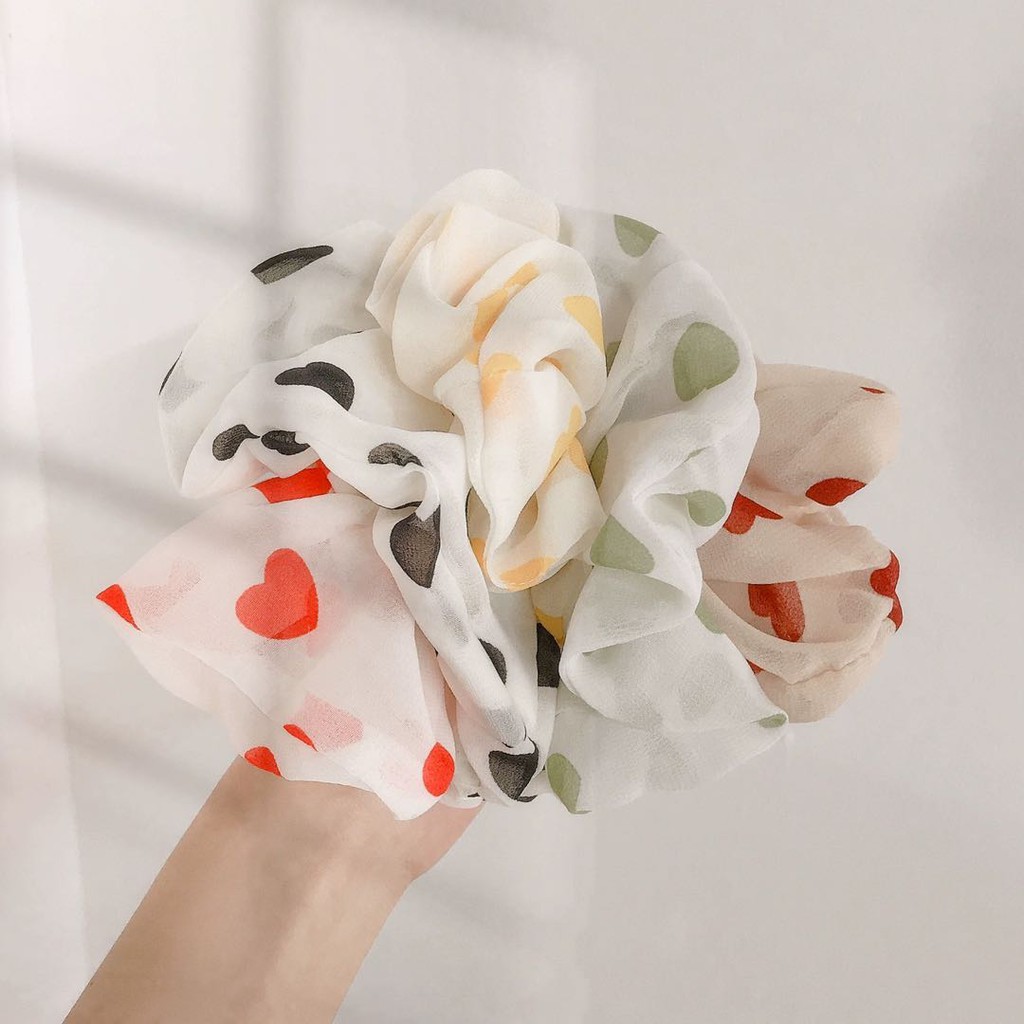 SALE !!! VS - Scrunchie Love Ikat Rambut Gaya Korea Untuk Wanita / Ikat Rambut Cepol Srunchie Love Fashion