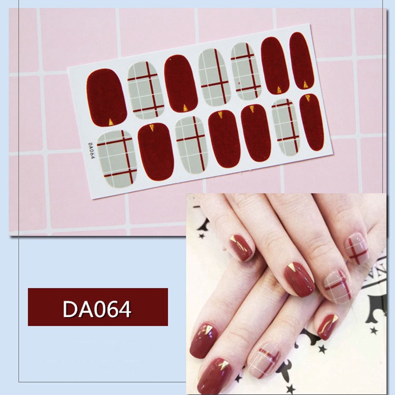 Da061-080 14pcs / Lembar Stiker Kuku Palsu 3d Untuk Nail Art Diy