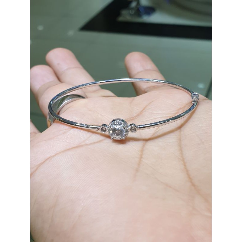 gelang bangle emas putih soliter