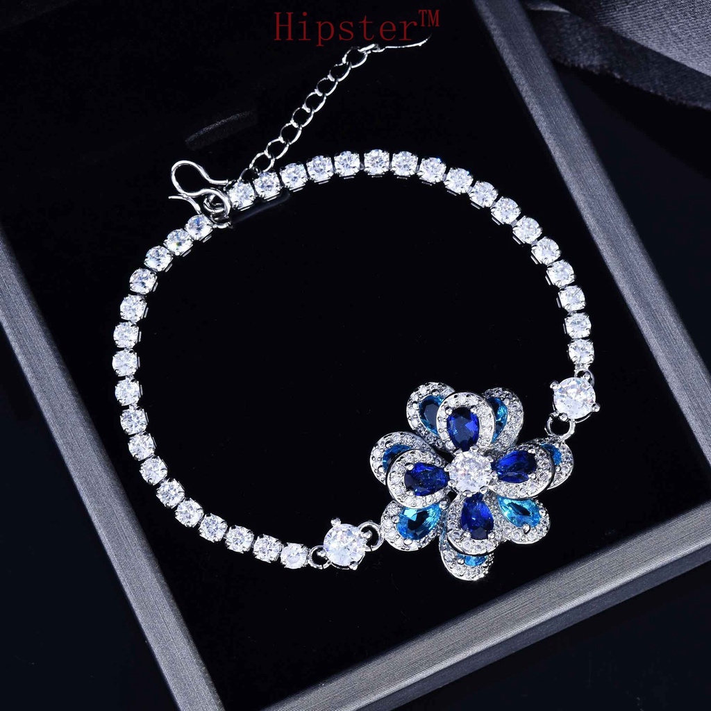 Elegant Color Moissanite Flower Set Silver Pendant Open Ring