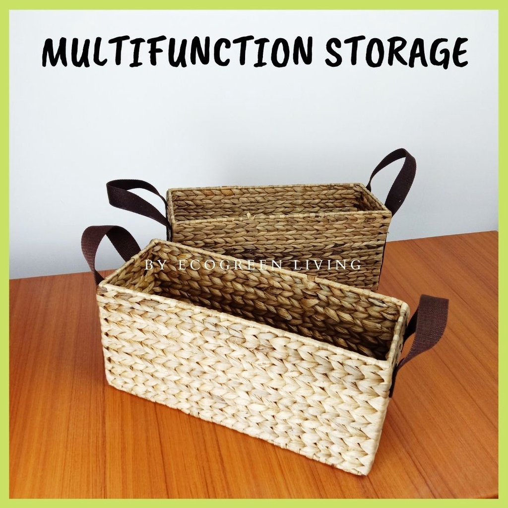 COD - PREMIUM KERANJANG ANYAMAN ENCENG GONDOK WATERHYACINTH SIZE 37 X 13 X 18 CM