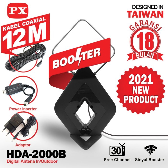 PX HDA-2000B Antena Digital Indoor Outdoor Dengan Booster Sinyal Kuat