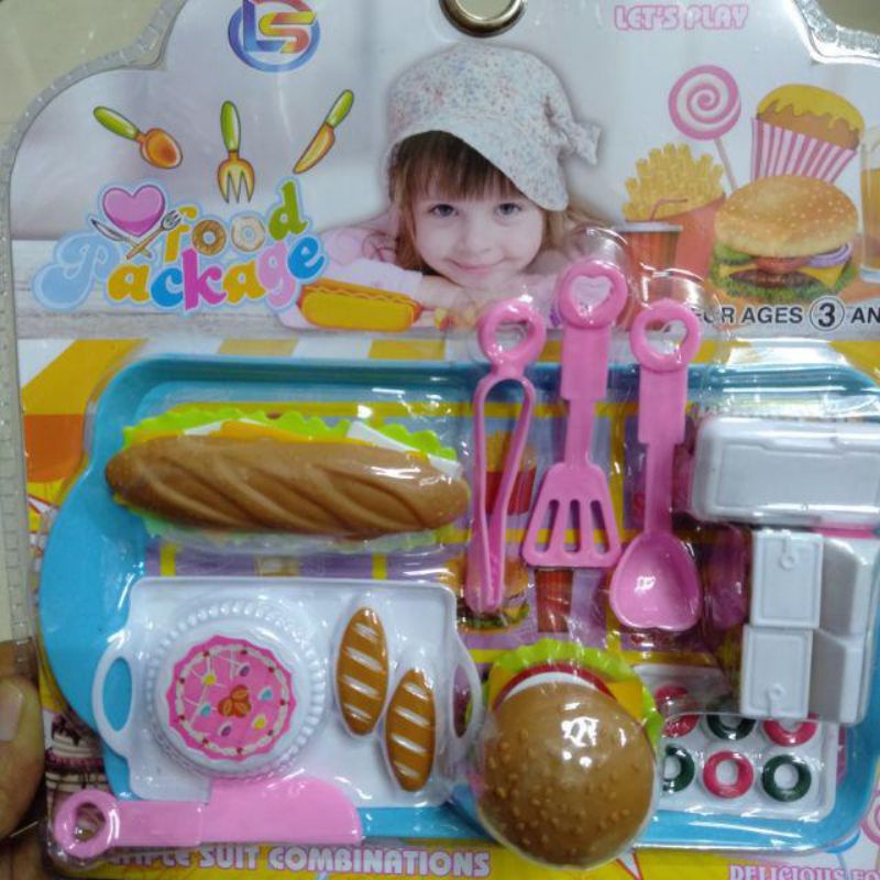 Mainan Mini Nampan Burger Small Tray Fast Food LF46