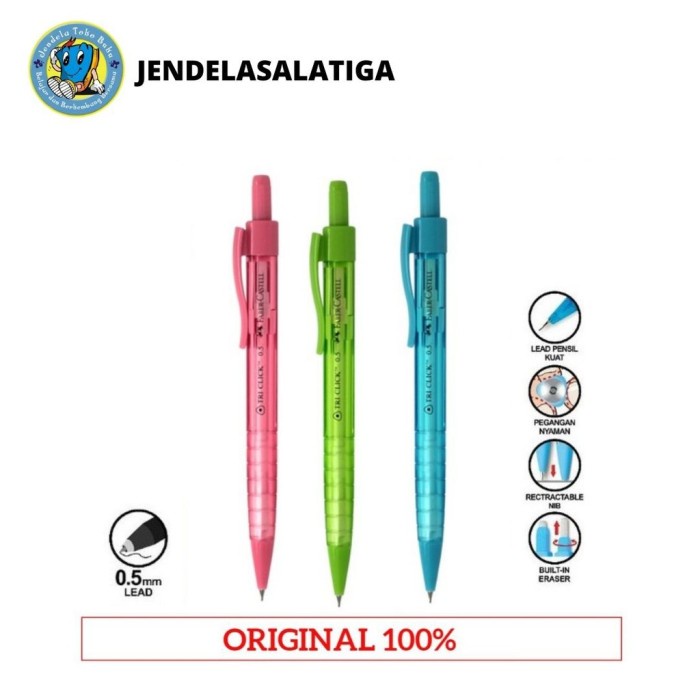 

NEW PENSIL MEKANIK TRI CLICK FABER CASTELL 0.5 ALL WARNA COVER / PCS MURAH ORI Baru