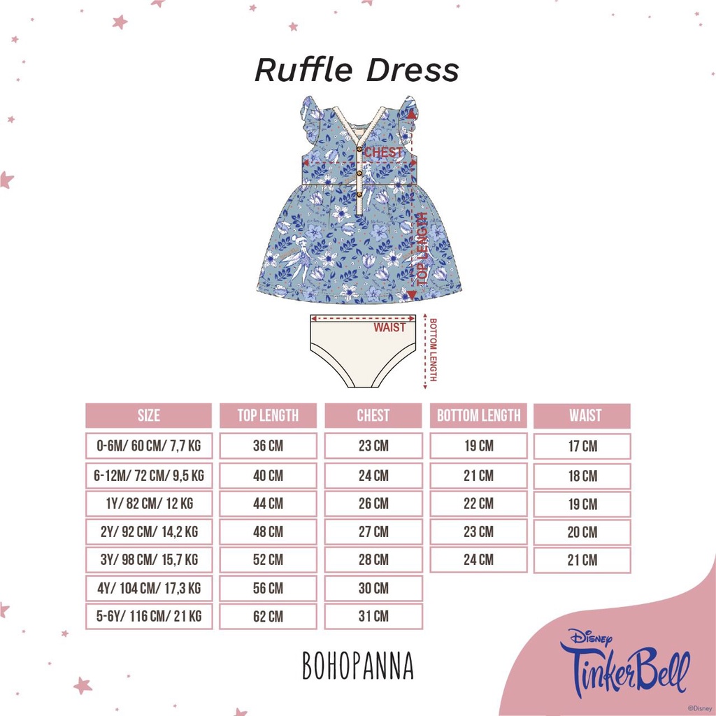 Bohopanna 0-6 Tahun Dress Anak Perempuan Ruffle Dress Extra Soft  CBKS