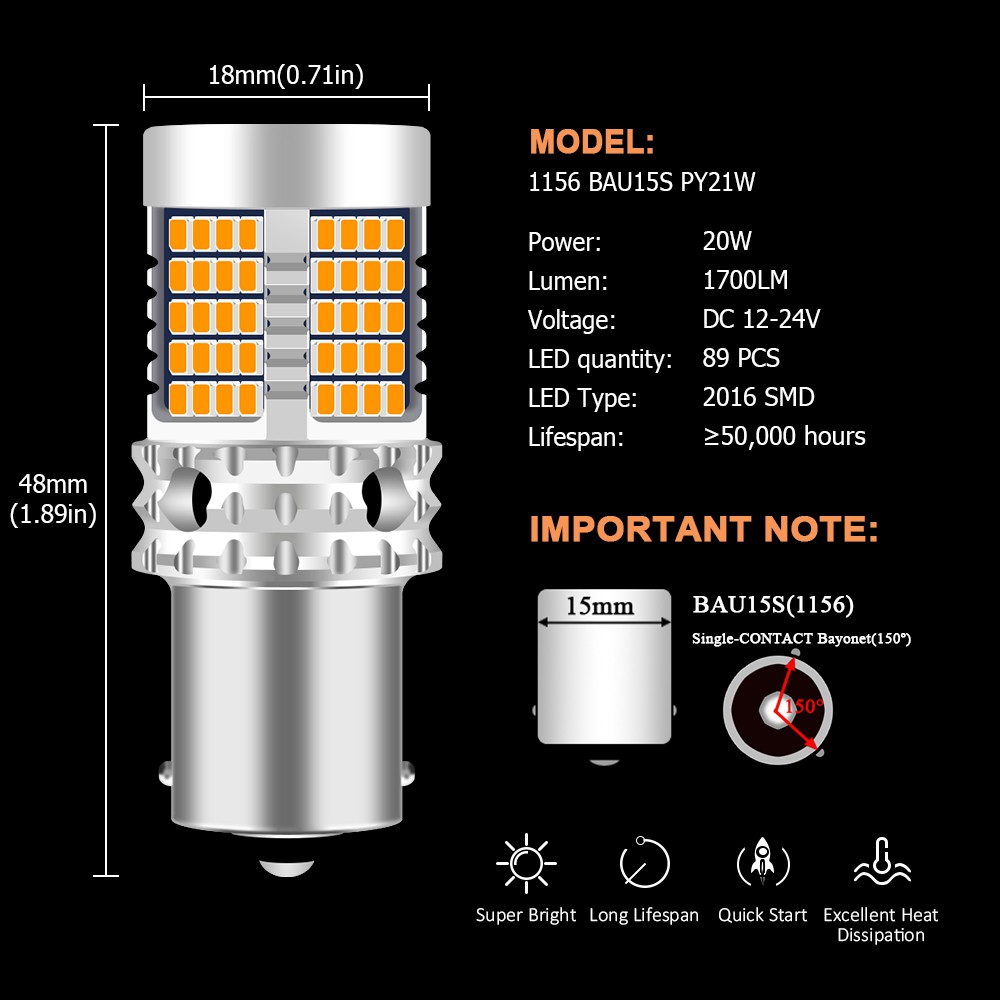 1pc Lampu Led Canbus Error-Free 89smd 12v-24v 1156 3157 7440 T20 Ba15S Bau15S Bay15D Untuk Rem Mobil