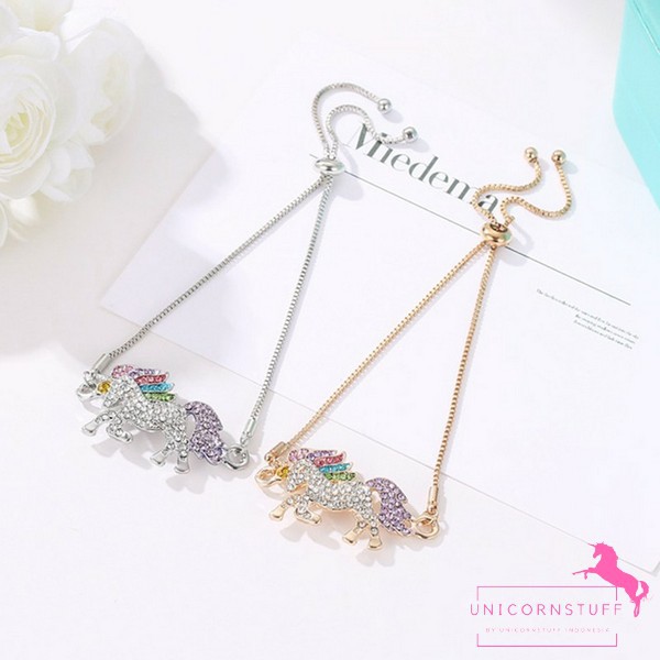 Gelang Unicorn Mutiara Gold Silver Diamond Anak Dewasa Korea