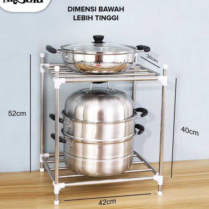 Angola Rak Dapur E15/E26 Rak Kamar Mandi Tempat Panci Rak Penyimpanan Rak Peralatan Dapur Bertingkat