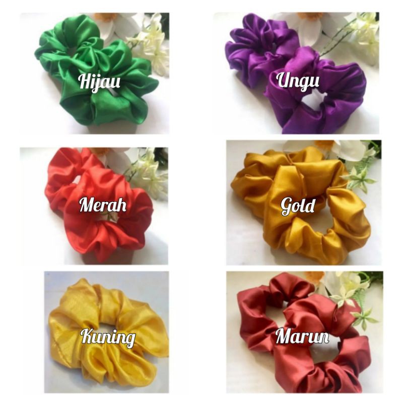 Scrunchie Ikat Rambut Satin ( Warna II )