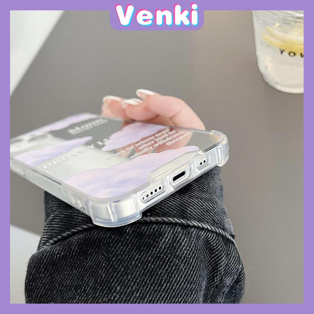 iPhone Case Acrylic Luxury Makeup Mirror Airbag Shockproof Protection Camera Purple Clouds Cute Compatible For iPhone 11 iPhone 13 Pro Max iPhone 12 Pro Max iPhone 7 Plus iPhone xr