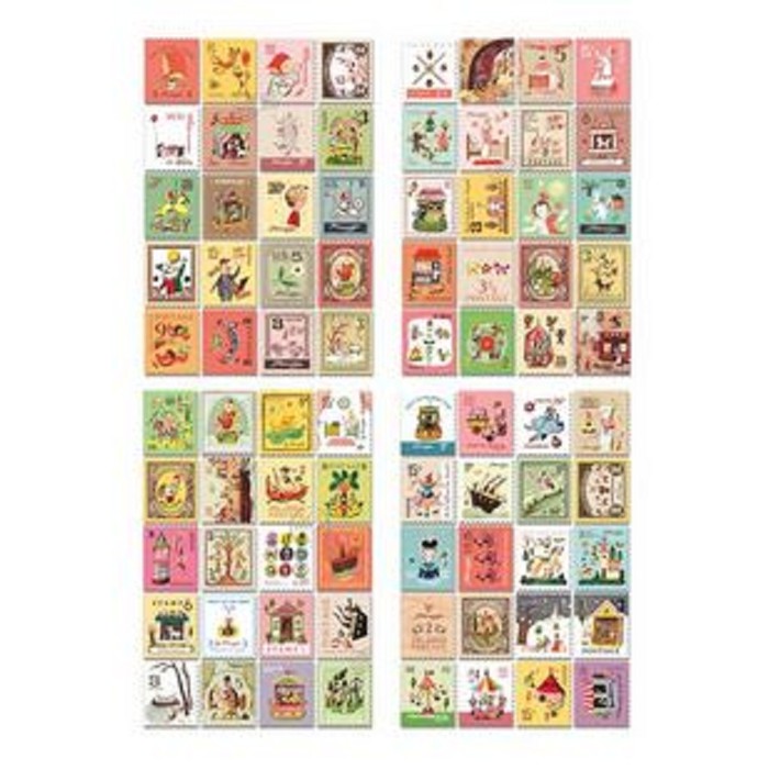 Stamp Diary Deco Sticker - 3 Design Cartoon Girl Stamp (4pcs)