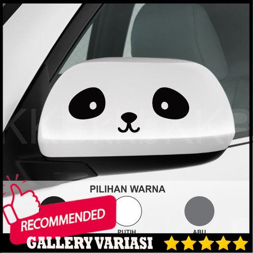 Cutting Sticker Mobil Cute Panda Lucu Stiker Sticker Spion Mobil - Hitam