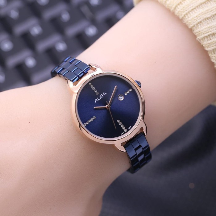 JAM TANGAN WANITA ALBA RANTAI DIAMOND PREMIUM TANGGAL AKTIF