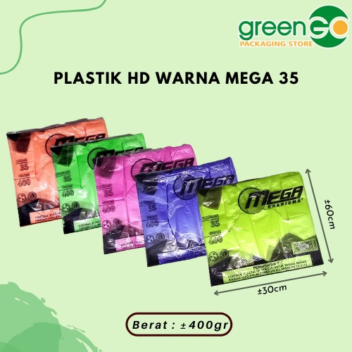 PLASTIK HD MEGA 35CM 400GR KANTONG PLASTIK WARNA BESAR PLASTIK BELANJA PLASTIK WARNA WARNI TEBAL MUR
