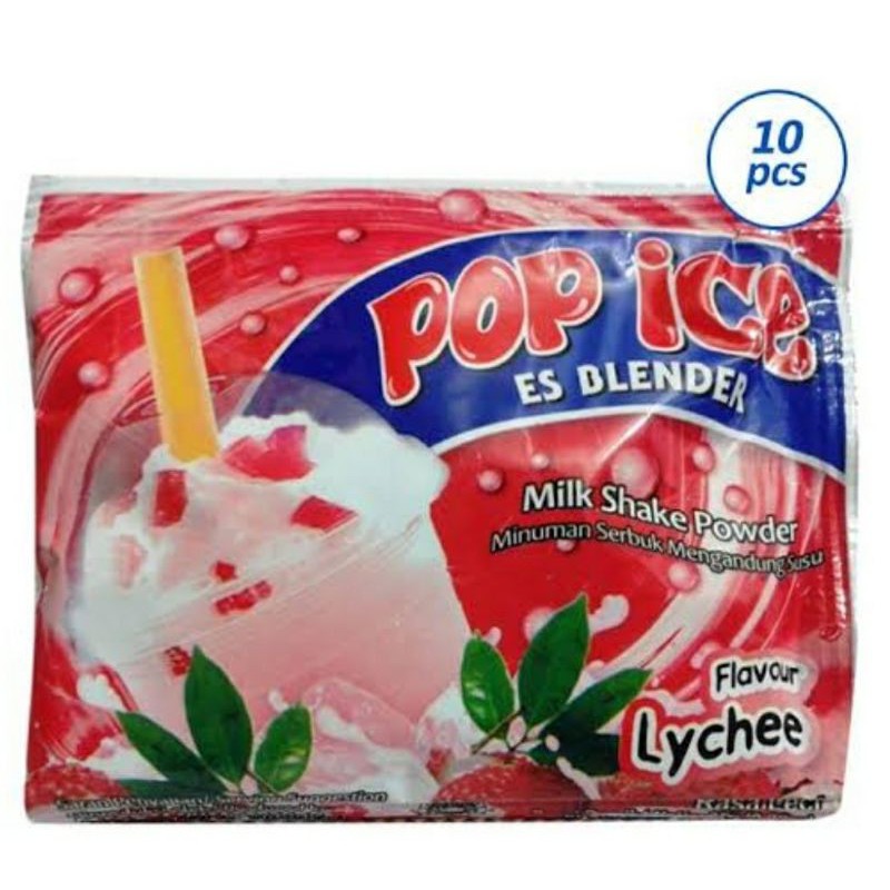 

Pop ice rasa lychee 1 renteng isi 10 sachet