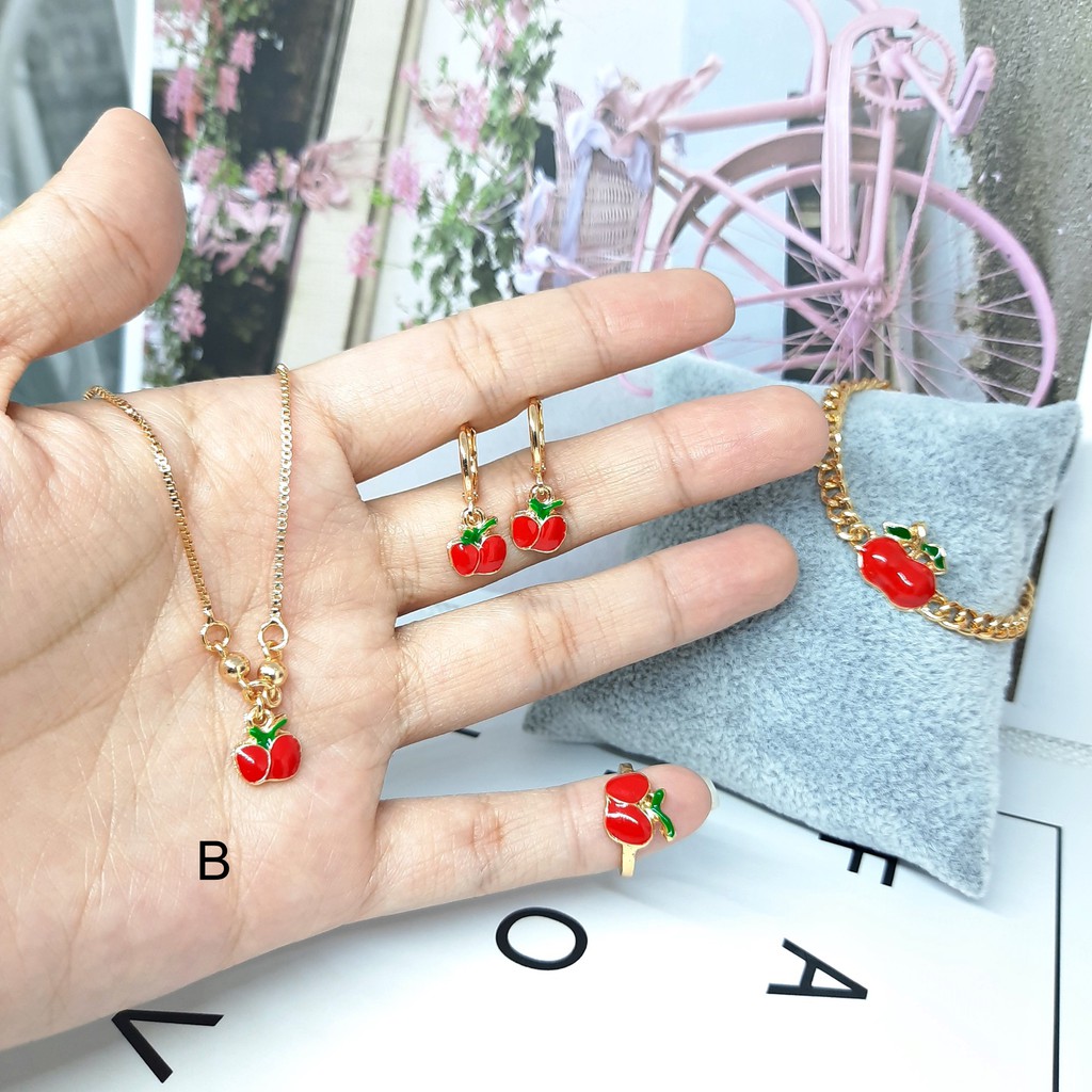 Xuping Anak Set Kalung Anting Cincin Strawberry - BS006