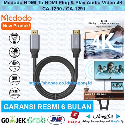 Mcdodo Kabel HDMI To HDMI Plug &amp; Play Audio Video 4K HD PS4 Laptop CA-129