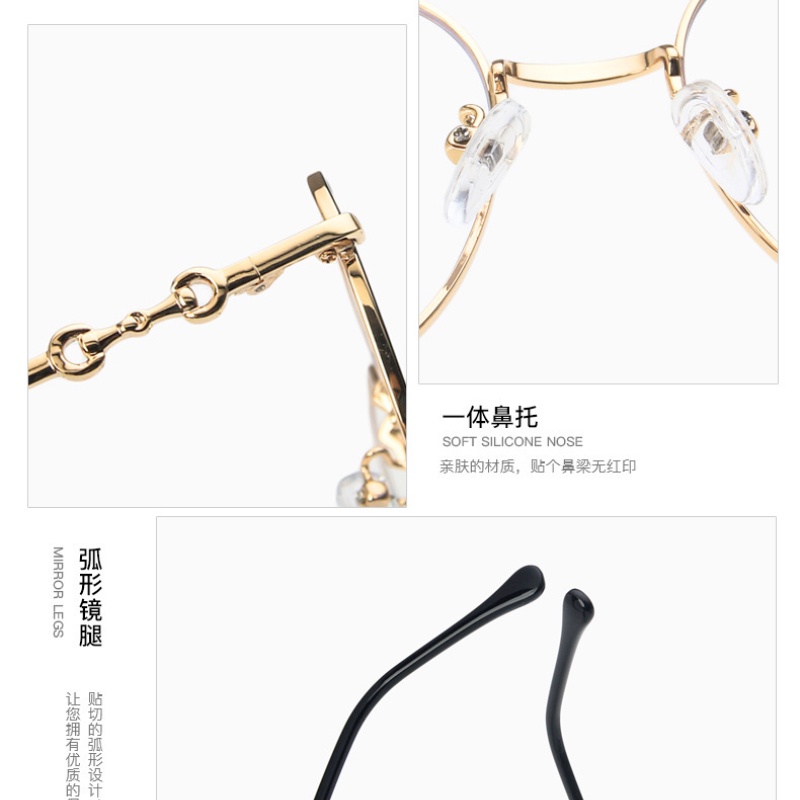 (YUZHU) COD Fashion Baru Logam Anti Blue Light Horsebit Desain Aviator Glasses Perempuan