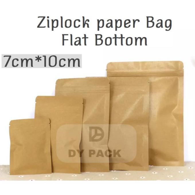 

Favorit] Kraft Paper Bag Flat Bottom Ziplock Bag 7X10Cm
