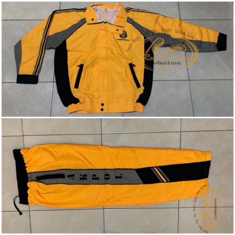 Setelan Jaket + Celana Training Kuning Bordir Samping Taruna Akpol (Ada Furing)