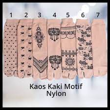 KAOS KAKI  NILON MOTIF HENNA JEMPOL ANTI KOTOR TELAPAK KAKI HITAM SUDAH Di kemas