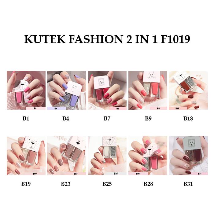 Grosir - F1019 Korean Nail Polish 2 in 1 / Kutek Kuku Fashion / Cat Kuku Wanita / Kutek 2 Warna