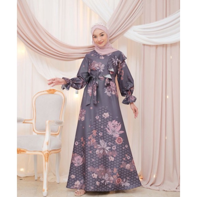 TERATAI DRESS GREY L BY VANILLA HIJAB OFFICIAL