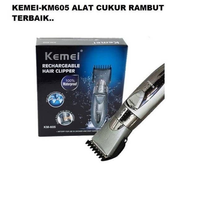 Kemei KM-605 Alat Cukur Rambut Elektrik Waterproof Hair Clipper