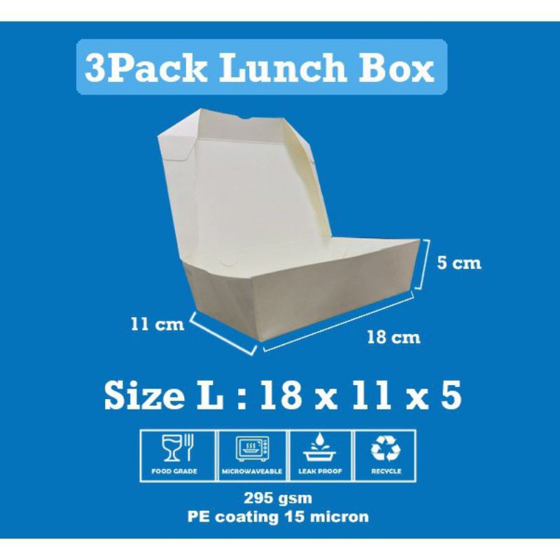 Paper Lunch Box Size L - Kotak Makanan Kertas Ukuran L