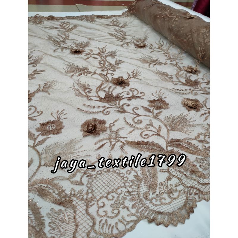 Kain Tile Tulle brokat kebaya/ Tile 3d / harga 0,5m