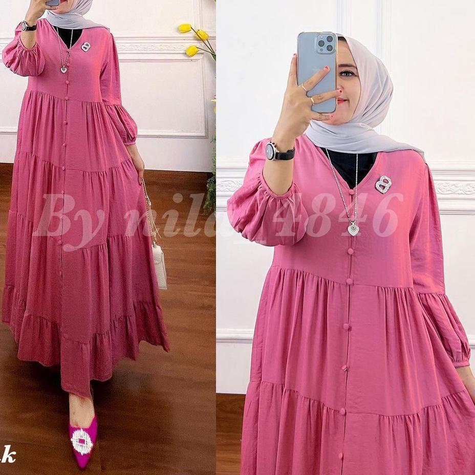 Penjualan Terbanyak.. Gamis Midi Dress Premium Baju Dress Wanita Muslim Long Dress Jumbo XL, XXL, XX