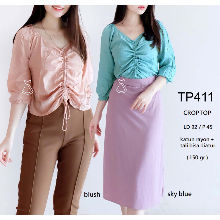 TP411 - CROP TOP KOREAN BASIC KATUN RAYON