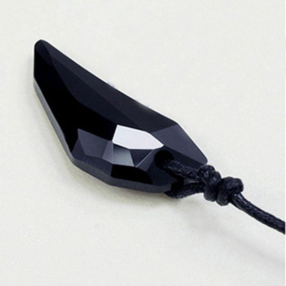 Rebuy Safir Hitam Austria Kristal 18 K Berlapis Serigala Gigi Liontin Kalung Wanita Kualitas Tinggi Perhiasan Fashion Mengkilap Tidak Mudah Tarnish Atau Discolor Pasangan Aksesoris